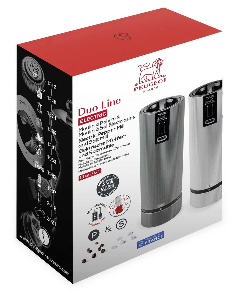 PEUGEOT SET MOULIN A POIVRE ET SEL LINE U'SEL Z DUO15CM CARBONE/ALU