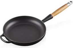 [20258240000422] LE CREUSET POÊLE SIGNATURE AVEC MANCHE EN BOIS 24 CM NOIR MAT